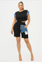 BLOCK SLEEVE TOP AND BIKER SHORTS SET